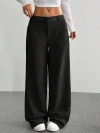 "2025 Autumn/Winter Corduroy wide-leg long pants casual women's wear with loose front and back pockets in solid color, European and American cross-border commuting style. full image